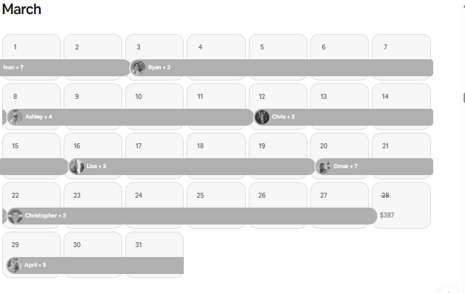 Example of coordinating showings and property access around active guest reservations and turnover windows.